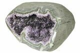 Purple Amethyst Geode With Polished Face and Calcite #199768-1